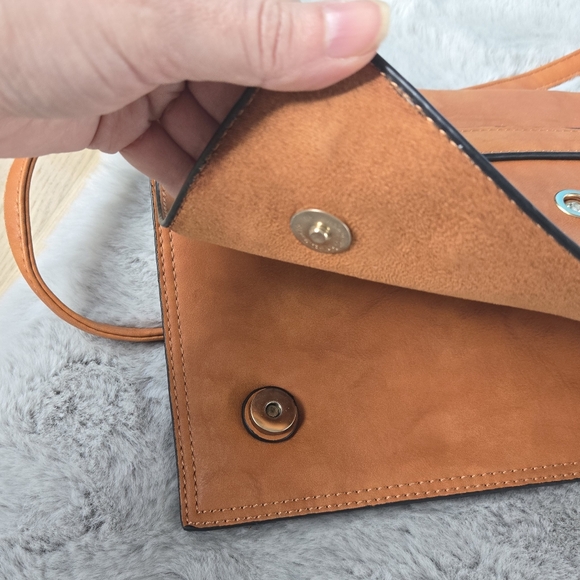 Tan Studded Women's Bag / Leather Suede Purse/ Crossbody / Clutch - Picture 6 of 6